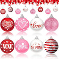 Outus 16 Pcs Valentine's Day Tree Ornaments Ball Vintage Happy Valentine's Day Decorations for Tree Red and Pink Love Kisses Xoxo Pattern Hanging Ornaments Home Farmhouse Holiday Fireplace Party Decor