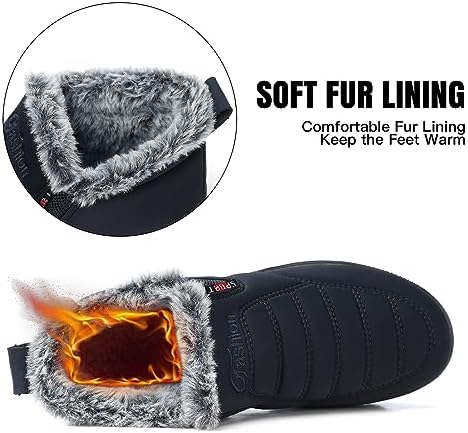 SHIBEVER Snow Boots For Women Warm: Winter Comfortable Non Slip Ankle Boot