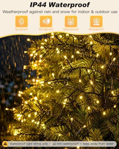 Iseebiz 100Ft 2000 LED Cluster Christmas Tree Lights with Remote & Timer
