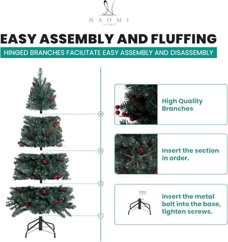Naomi Home 9ft Pencil Christmas Tree with Lights