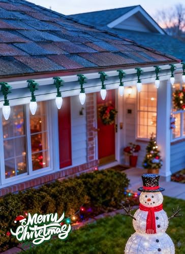 C9 Christmas Lights Outdoor, 102FT 150 LED String Lights with Spring Clips
