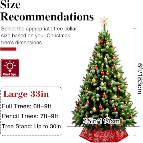 XmasExp Christmas Tree Collar, 33.5 inch Sequin Tree Skirt Stand Base Cover for Home Decor, Large Size 6 Piece, Green