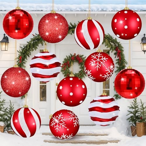 Poen 12 Pcs 6 Inch Retro Christmas Ball Ornaments Shatterproof