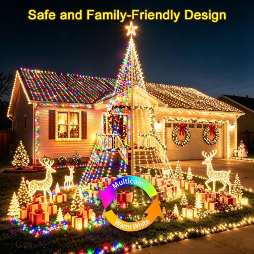 KNONEW 403FT 1000 LED Christmas Lights Color Changing Outdoor String Lights with 11 Modes & Timer Fairy Light Plug in Waterproof Fairy Lights for Xmas Yard Tree Wedding Party(Warm White to Multicolor)