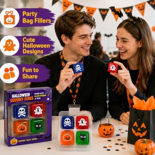 Halloween Squishy Cubes Set，4Strips/1Box