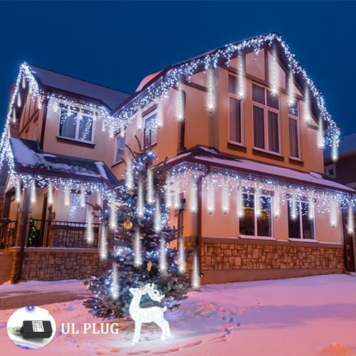 Weepong Meteor Shower Lights, Christmas Decorations Outdoor 32 Tubes White