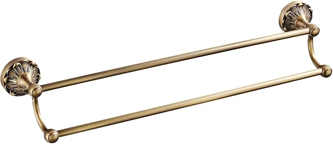 16in Double Layer Bathroom Brass Towel Bar Antique Brush Bronze Towel Bar Kitchen Dish Cloths Bar Hanger for Bathroom Kitchen Vintage Bronze Decorative Towel Holder (Brush Bronze, 40cm)