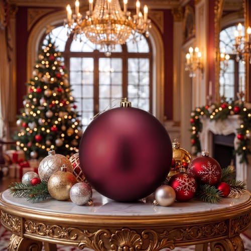 Threan 8 Inch Burgundy Matte Large Christmas Ball Ornament