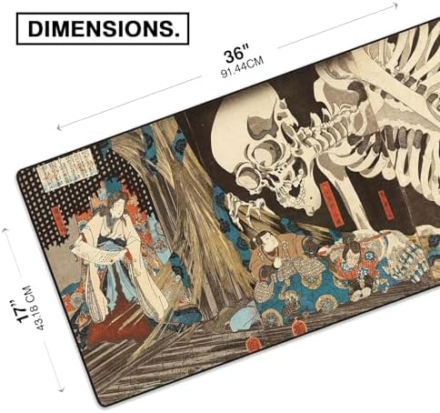 MPCO. Skeleton Large Gaming Desk Pad, 36" x 17" Aeroglyde Non-Slip Desk Mat
