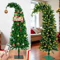 5.8 FT Prelit Artificial Christmas Tree,Xmas Tree Holiday Decor, Dark Green