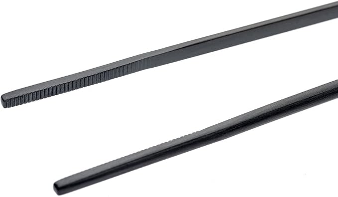Mercer Culinary 18-8 Stainless Steel Precision Plus Chef Plating Tong, Offset, 7-7/8 Inch Tip, Matte Black