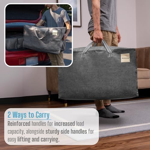 VENO 10 Pack Extra Large Heavy Duty Moving Bags with Wide Opening & Reinforced Handles, Reusable Storage Tote Bags with Strong Zippers for Clothes, College Dorm Essentials & Moving Supplies
