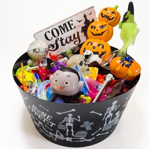 HALLOWEEN BASKET (125), trick or treat, snacks, spooky, variety pack, halloween box, boys, girls, college student, rubber duck, candy box, toys