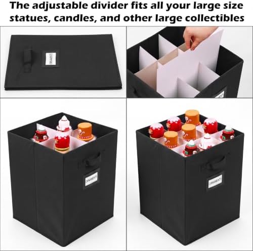2 Packs Christmas Nutcracker Storage Box 16 Inch Hold 9 Nutcrackers Figurine Collectible Black Dividers for Holiday Decor Carolers Santa Figure Nut Cracker Ornaments