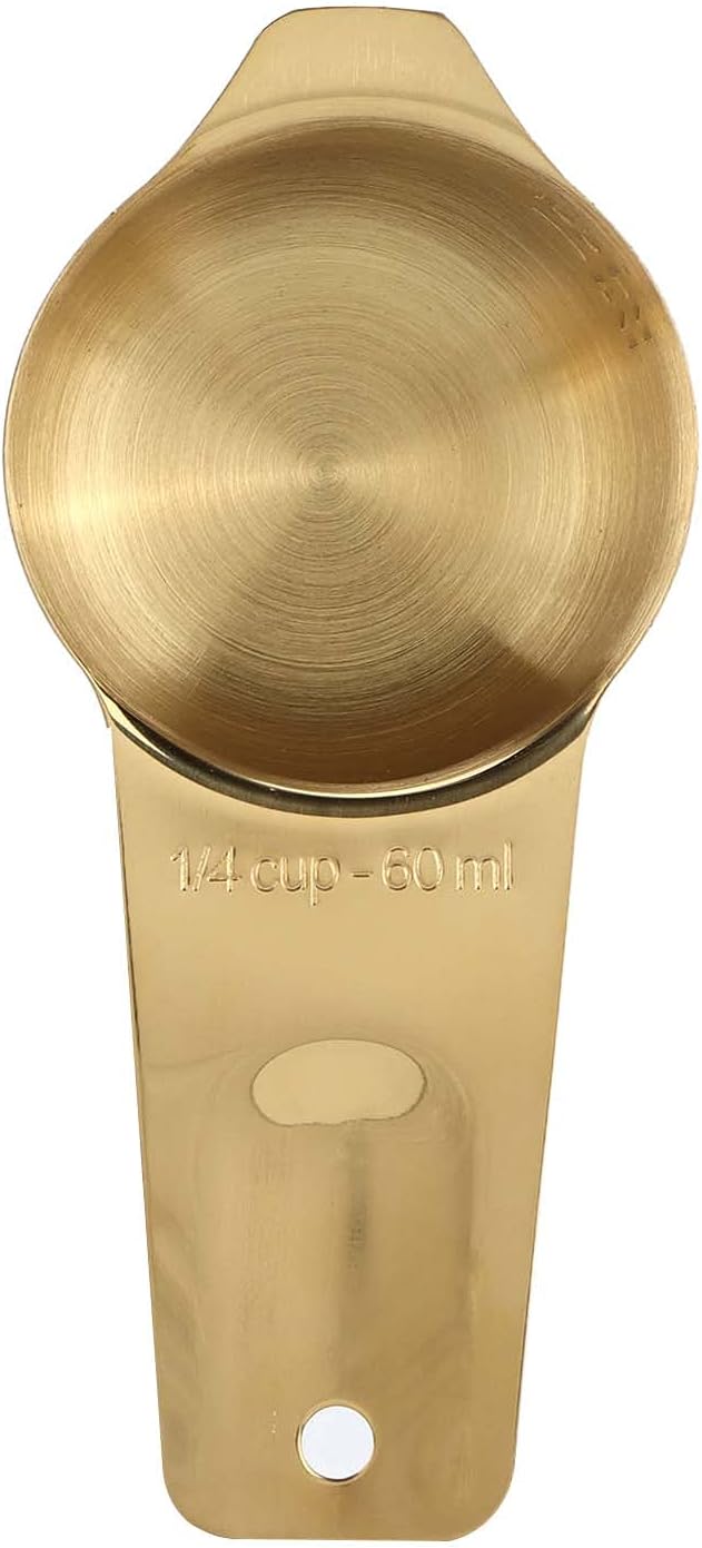 LiebeWH 18PCS Measuring Cups and Spoons Set, Stainless Steel Measuring Spoon and Cup Set, Gold with 7 Cups 10 Spoons Scale Plate Buckle, for Cooking Baking Coffee