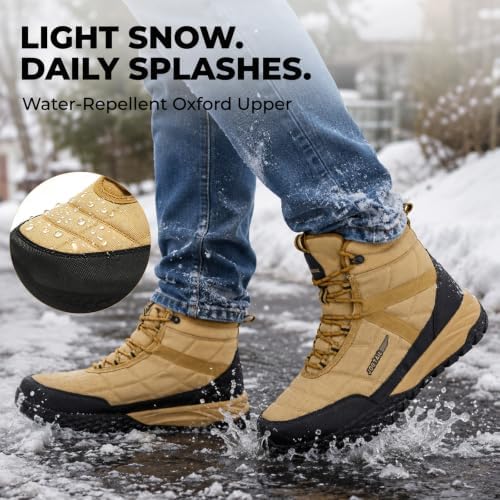 Men's Waterproof Wide Snow Boots, Faux Fur Lined Winter Boots