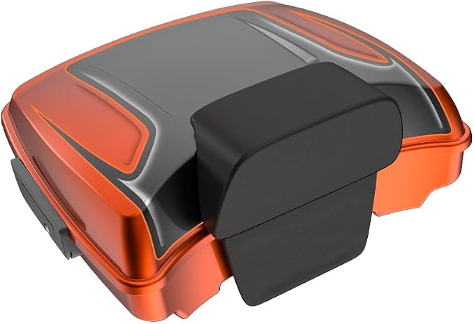 Advanblack Road Glide Tour Trunk Pack Whiskey Neat W/Raven Metallic Razor Tour Trunk Pack Backrest Pad for '97-'25 Harley Touring Road King Street Glide Electra Glide CVO Models
