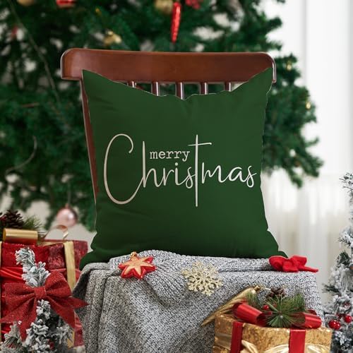 Allorry Christmas Pillow Covers Merry Christmas Throw Pillow Decorative Christmas Green Cotton Cloth Linen Cloth Pillow Cover Sofa Cover Decorative Rectangle Length 20X20 inches