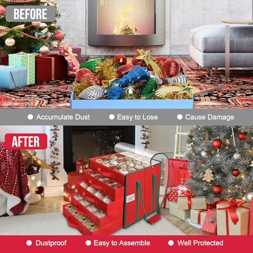 Christmas Ornament Storage Box,5 Tier Holds Up to 100-3” Holiday Décor