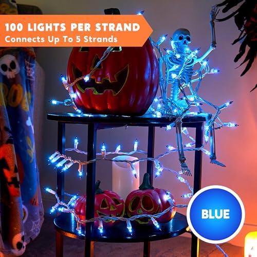 Joiedomi Christmas Lights Outdoor,100 Count Blue Christmas Tree Lights Indoor,21.4ft String Xmas Decorations for Dorm Classroom Bedroom Holiday Wedding Party,White Wire