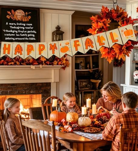 Fall Decorations for Home,Happy Fall Banner,Thanksgiving Party Decoration