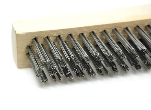Benchmark Abrasives 10" Shoe Handle Wire Scratch Brush Wooden Handle for Cleaning, Removing Rust, Paint, Corrosion, Multi-Purpose Wire Brush - 12 Pack (Carbon Steel)