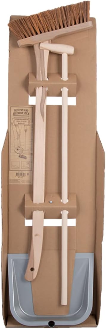 Esschert Standing Dust Pan and Broom, Metal, Wood