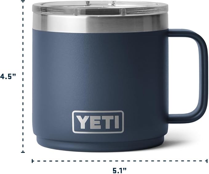 YETI Rambler 14 oz Ceramic Lined Stackable Mug, Vacuum Insulated, Stainless Steel with MagSlider Lid, Tropical Pink
