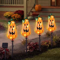 Halloween Decorations Outdoor,4 Pack Halloween Pumpkin Solar Lights Stakes