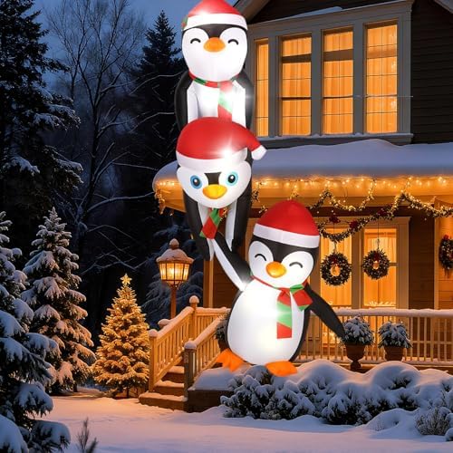 Soulchen 7ft Penguin Christmas Inflatable Roof Hanging Outdoor Decorations