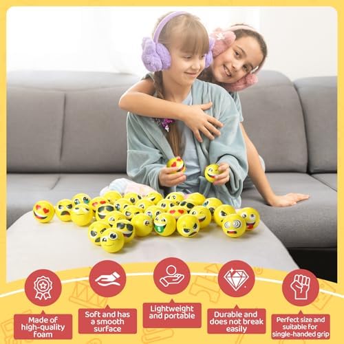 Libima 120 Pcs Mini Face Ball Fidget Toy Bulk, 2 Inch