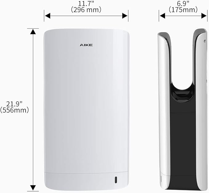 AIKE HEPA Filtered Vertical Hand Dryer Slim, 110-130V White Model AK2065