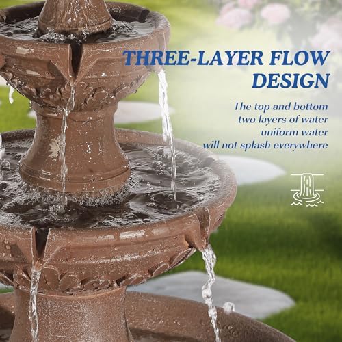 3-Tiers 48.4" H Italian Outdoor Water Fountains Feature Garden Decor
