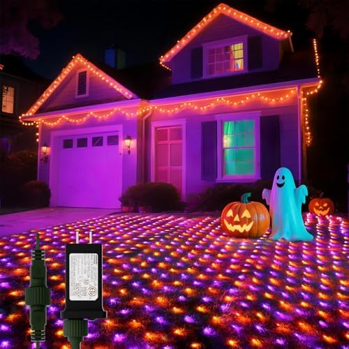 LitHome 14.8FT x 5FT Halloween Net Lights Outdoor Connectable, 300 LED