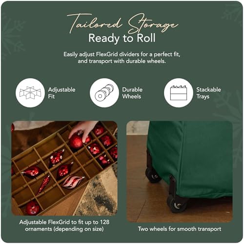 Covermates Rolling Adjustable Ornament Storage Bag, 25.5"W x 13"D x 18.5"H
