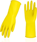 Vgo... 1-Pair Reusable Household Gloves, Rubber Dishwashing gloves, Extra Thickness, Long Sleeves, Kitchen Cleaning, Working, Painting, Gardening, Pet Care (Size L, Yellow, HH4601)