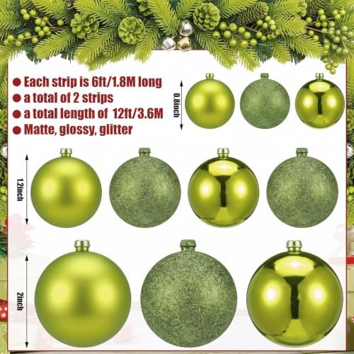 2 Pcs 6 ft Christmas Ball Ornament Garland, Light Green