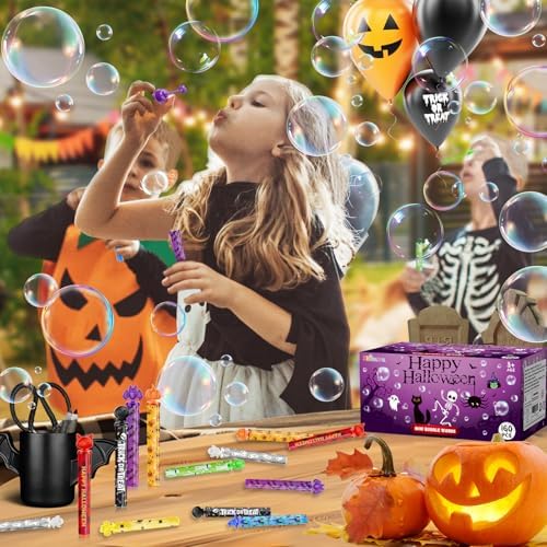 Shemira 160pcs Halloween Bubble Wands, Halloween Party Favors for Kids, Halloween Goodie Bags Fillers, Trick Or Treating Toys Bulk, for Kids, Halloweens' Miniatures Prizes