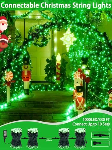 2 Pack 200 LED Christmas Lights 13 Modes Extendable Christmas Tree Lights
