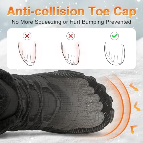 Womens Mens Barefoot Boots Shoes Minimalist Winter Snow Boots Warm Ankle Booties Zero Drop Sole Wide Toe Box Slip on Sneakers