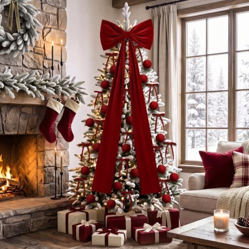 Knitgrip 49 Pcs Burgundy Christmas Tree Decoration Set with Velvet Bow Ball
