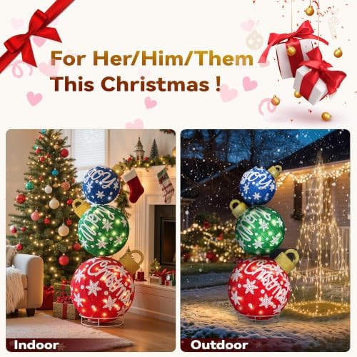 40In Extra Large Lighted Christmas Ball Ornaments with Timer&Remote Control