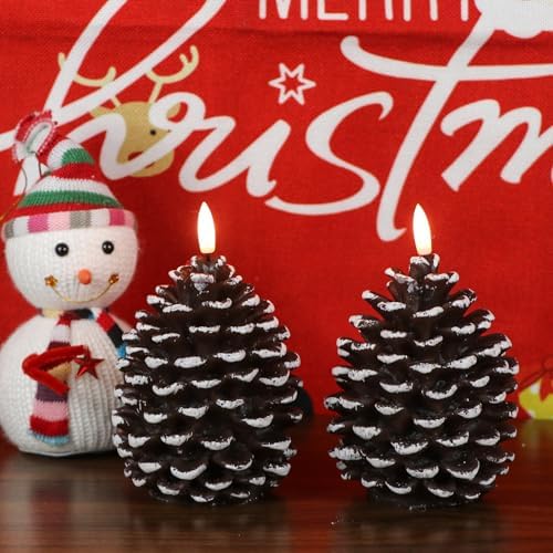 Wondise Pine Cone Flameless Candles with 6H Timer