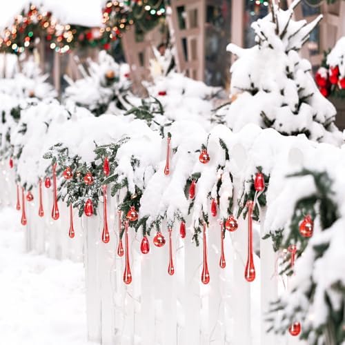 Vercraft 100 Pcs Christmas Tree Acrylic Hanging Ornaments, Red