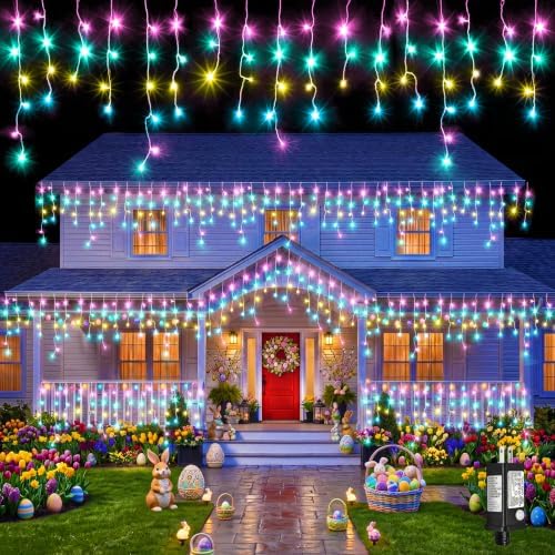 400LED Christmas Icicle Lights Outdoor Waterproof, 8 Modes Twinkle Fairy Lights for Home Tree Room Decor, Pastel
