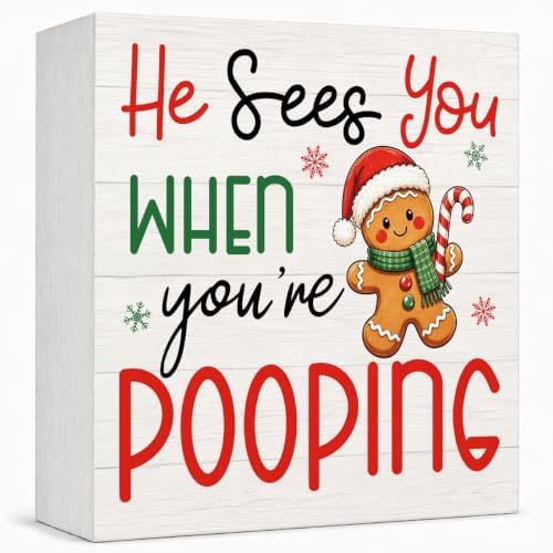 Christmas Bathroom Decor Funny Gingerbread Christmas Decor Wooden Box Sign