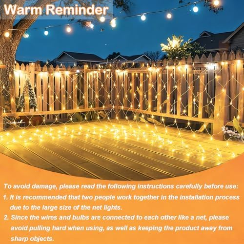 510 LED Christmas Net Lights, 28ft x 5ft Mesh Lights Outdoor Clear Wire 8 modes, Waterproof Connectable String Lights Plug in for Xmas Tree Bushes Garden Holiday Party Decorations - Warm White