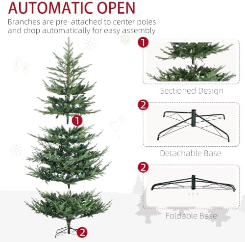 HOMCOM 7.5 Foot Artificial Christmas Tree, Nordic Pine, Green