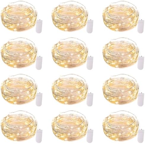 Brightown 12 Pack 7ft Battery Operated LED Fairy Lights for Xmas Decoration