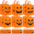 Sanwuta 24 Pcs Halloween Tote Gift Bags 14.9 x 11.8 Large Treat or Trick Pumpkin Reusable Non Woven Candy Goodies Bag for Halloween